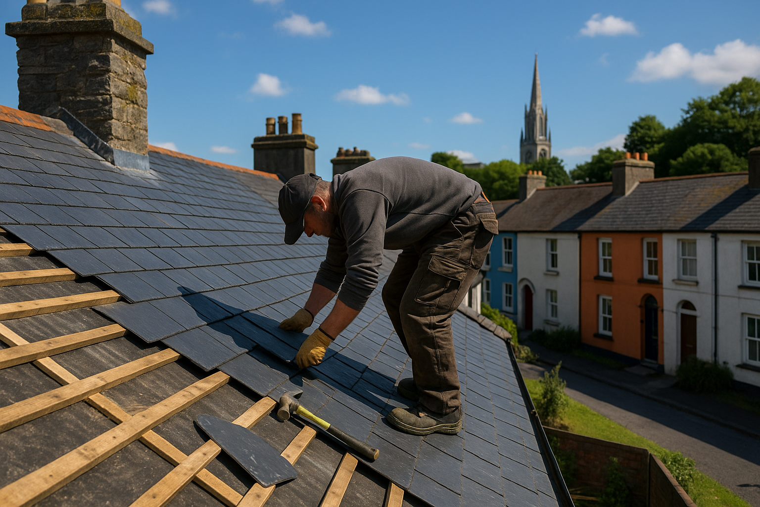 working on slate roof replacment in cork city